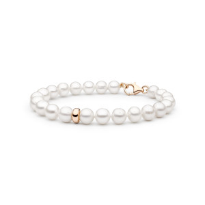 Bratara perle naturale albe si argint placat cu aur roz DiAmanti 222-66B-G (Argint 925‰ 0,9 g.)